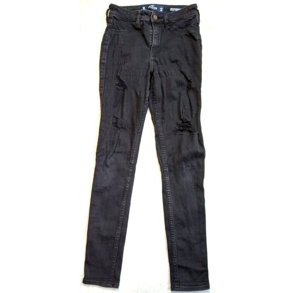 Hollister Jeans Size 0 Short  W24 L26 Womens Legging Crop High Rise Dark Wash Bl - Picture 1 of 6